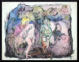 Julian Ritter - Ink & Color on Matte Playfull Ladies One - Signed - 19