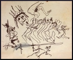 Julian Ritter -King with Dancing Sword - Ink on Paper - 53