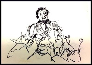 Julian Ritter - Sketch of Man Speaking for Future Paintings - Ink on Paper 65