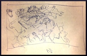 Julian Ritter - Sketch of The King #2 for a Future Painting Ink on Paper - 80