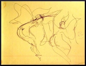 Julian Ritter Sketch Ladies Playing for Future Work Ink on Paper 8.5 X 11- 113
