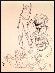 Julian Ritter Sketch of Characters for Future Work Ink on Paper 8.5 X 11- 125