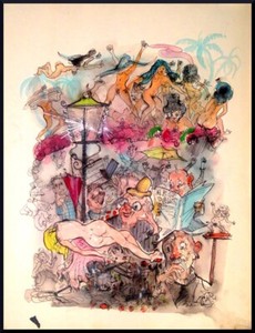 Julian Ritter Water Color and Ink on Matte Clown's Fantasy -129