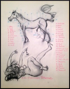 Julian Ritter The Nude Lady Loves the Horse's Shwanz Charcoal on Matte 137