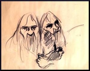 Julian Ritter - Two Faces - Charcoal on Paper - Un-Signed - 167