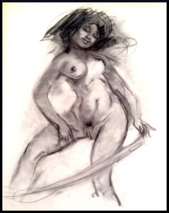 Julian Ritter -Nude Lady - Charcoal on Vellum - Un-Signed - 169