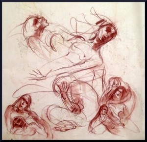 Julian Ritter - Fantasy - 1 - Conte´ on Vellum 19" x 19" - Un-Signed - 203