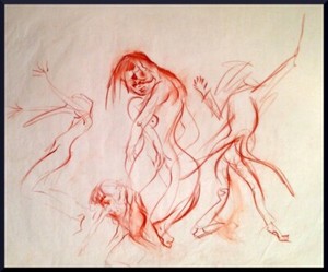 Julian Ritter - Lady Fantasy - Conte´ on Vellum 19" x 24" - Un-Signed - 211
