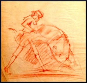 Julian Ritter Original Erotic Matador Conte´on Vellum 14" x 17" Un-Signed - 206