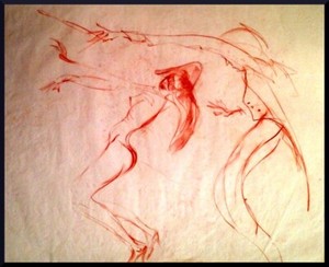 Julian Ritter - Dancing - Conte´ on Vellum 19" x 24" - Un-Signed - 212