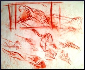 Julian Ritter - Go Along Story-3 Conte´ on Vellum 19" x 23" - Un-Signed - 216