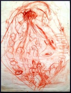 Julian Ritter - Ring Fantasy Conte´ on Vellum 19" x 24" Un-Signed - 224