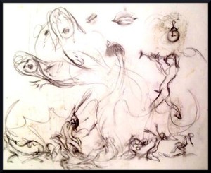 Julian Ritter - "Fantasy -6" Charcoal on Vellum 19"x 23" Un-Signed - 237
