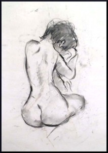 Julian Ritter - " Nude Lady - 13 " Charcoal on Vellum 19"x 24" Un-Signed- 272