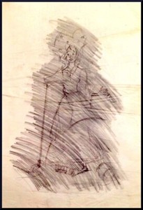 Julian Ritter_ The Elegant Lady Pencil Tracing on Vellum 18"x 24" Un-Signed- 275