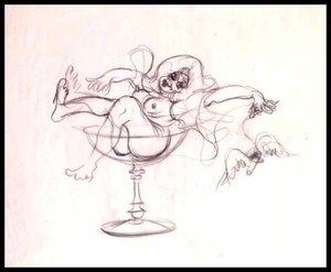 Julian Ritter_Lady Lies in a Martini Glass_ Charcoal on Vellum_ Un-Signed- 280