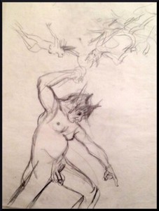 Julian Ritter_Devils_Charcoal on Vellum_ 17" x 21" Un-Signed- 300