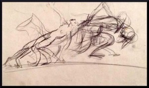 Julian Ritter_Fantasy_Charcoal on Vellum_ 8" x 13" Un-Signed- 309