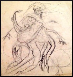 Julian Ritter-Fantasy -Charcoal on Vellum_ 19" x 20" Un-Signed- 321