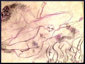 Julian Ritter_Nude Lady_Charcoal & Color on Vellum_ 16" x 20" Un-Signed- 310