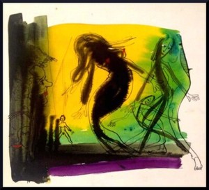 Julian Ritter - A Girl Ink & Color on Card_ 9" x 11" Un-Signed - 333