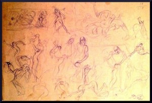 Julian Ritter-Sketch Of Peoples - Ink on Card_ 18" x 27" Un-Signed - 329