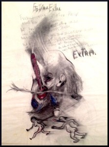 Julian Ritter"Extra"_ Charcoal on Vellum 19" X 24" Un-Signed- 360