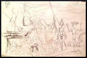 Julian Ritter- Summer -Charcoal on Vellum 13" x 20" Un-Signed- 383