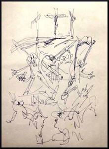 Julian Ritter - Sketches of Crucifixion - Ink on Paper 8" x 11" Un- Signed- 409