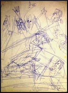 Julian Ritter - Sketches of Crucifixion - Ink on Paper 8" x 11" Un- Signed- 412