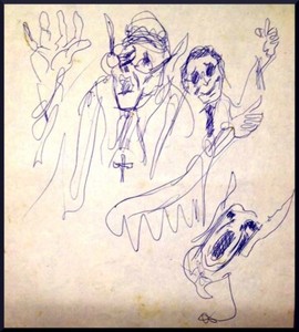 Julian Ritter - Sketches of People - Ink on Paper 8" x 11" Un- Signed- 418