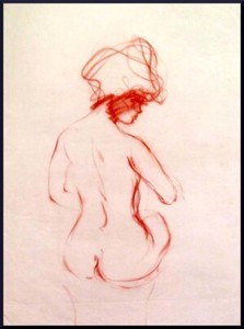 Julian Ritter - Nude Lady - Conte´ on Vellum 17" x 20" Un-Signed - 462
