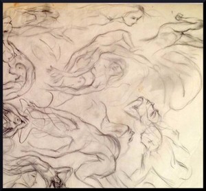 Julian Ritter- People- Charcoal on Vellum_ 17" x 21" Un-Signed - 479