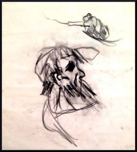 Julian Ritter- A Face - Charcoal on Vellum_ 19" x 19" Un-Signed - 532