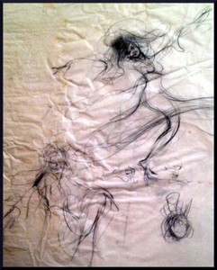 Julian Ritter- Two Ladies - Charcoal on Vellum_ 12" x 15" Un-Signed - 541
