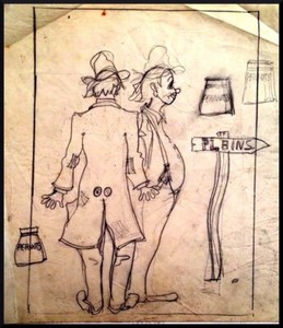 Julian Ritter - "The Clowns " Charcoal on Vellum 18"x 20" Un-Signed - 550