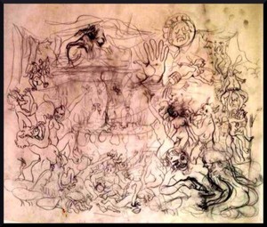 Julian Ritter- Happy Birthday - Charcoal on Vellum-19"x22" Un- Signed -510