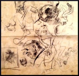 Julian Ritter_The Man _Charcoal on Vellum_ 14" x 14" Un-Signed- 288