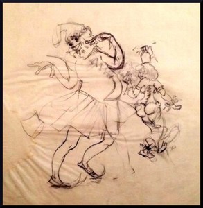 Julian Ritter_Two Clowns_ Pencil on Vellum_ 14" x 15" Un-Signed- 286