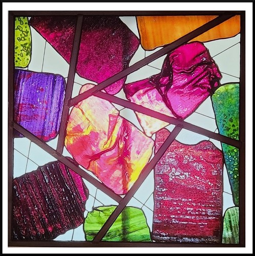 Stephen Powers STAINED GLASS Heavy pieces 48" X 48"