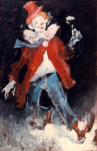 Julian Ritter "Clown with Daisy" Fine Art Oil Painting 24" X 36" - 23