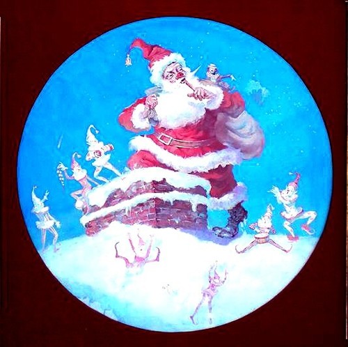 Julian Ritter "Santa Claus" Original Fine Oil Painting 38" X 38" - 46
