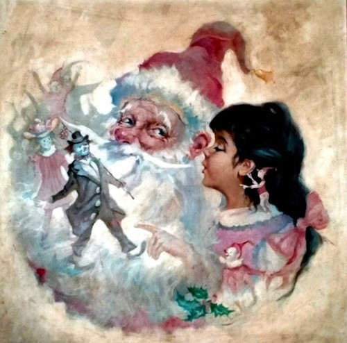 Julian "Christmas with Santa Claus" Original Fine Art Oil Painting on canvas - 8